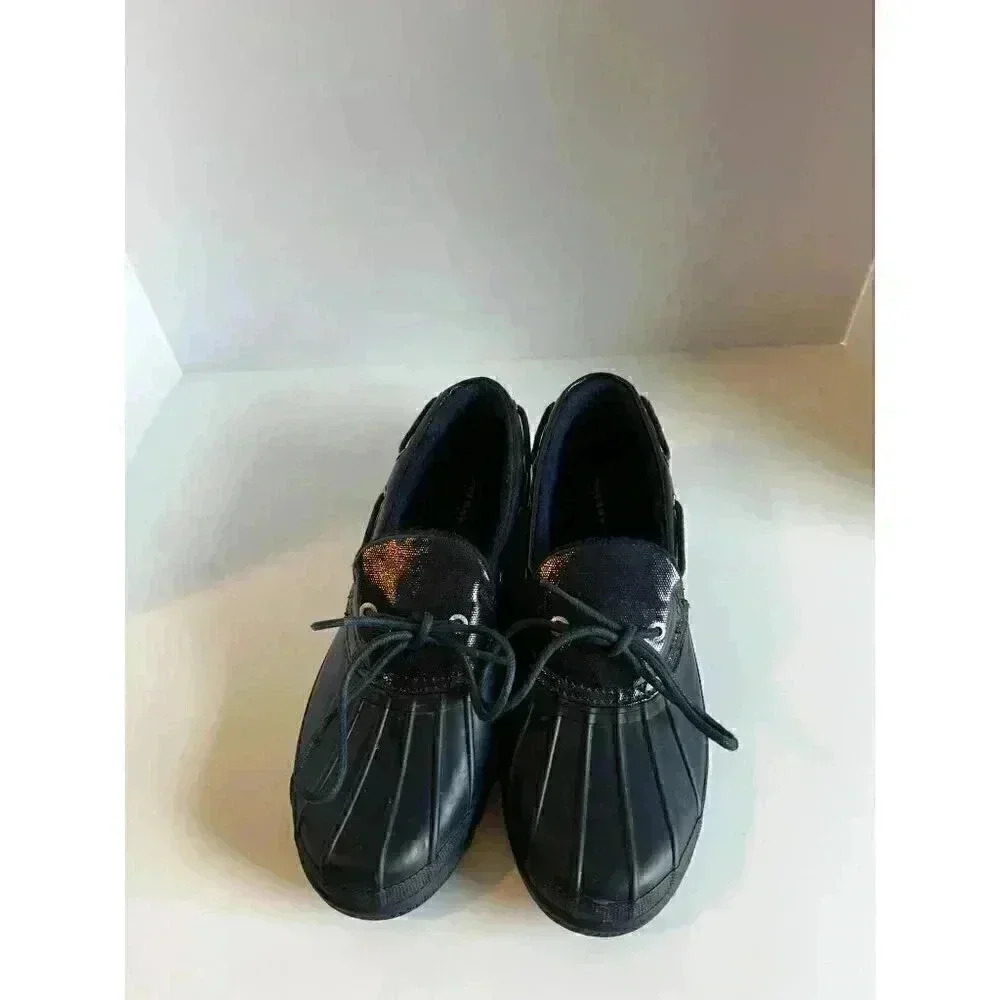 Sperry Top Sider Duck Waterproof Rubber Boot Shoes Lace Up Blue Women's Sz 9
